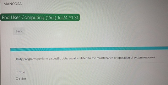 MANCOSA End User Computing ( 1 5 cr ) Jul 2 4 Y 1