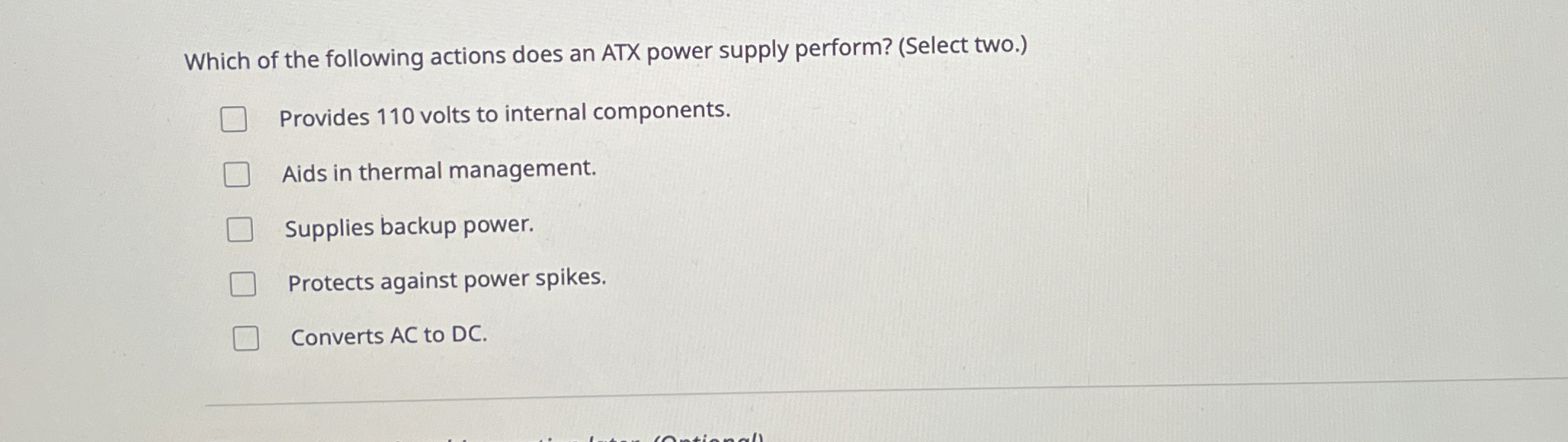 Which of the following actions does an ATX power