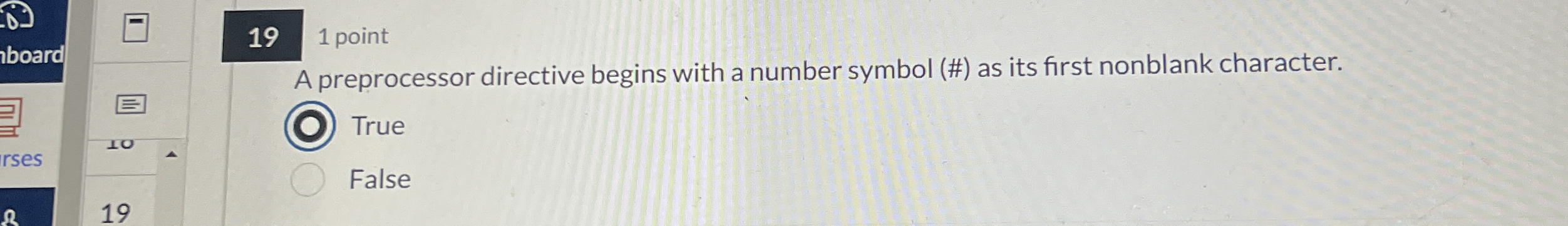 1 9 1 point A preprocessor directive begins with