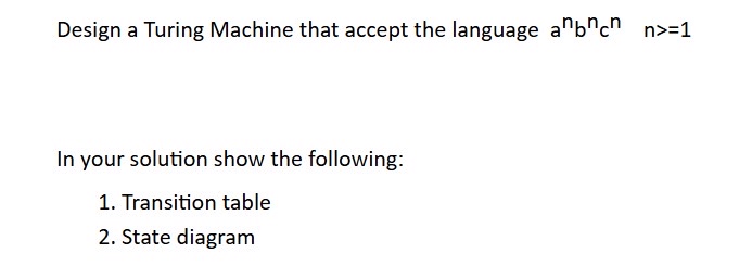 Design a Turing Machine that accept the language