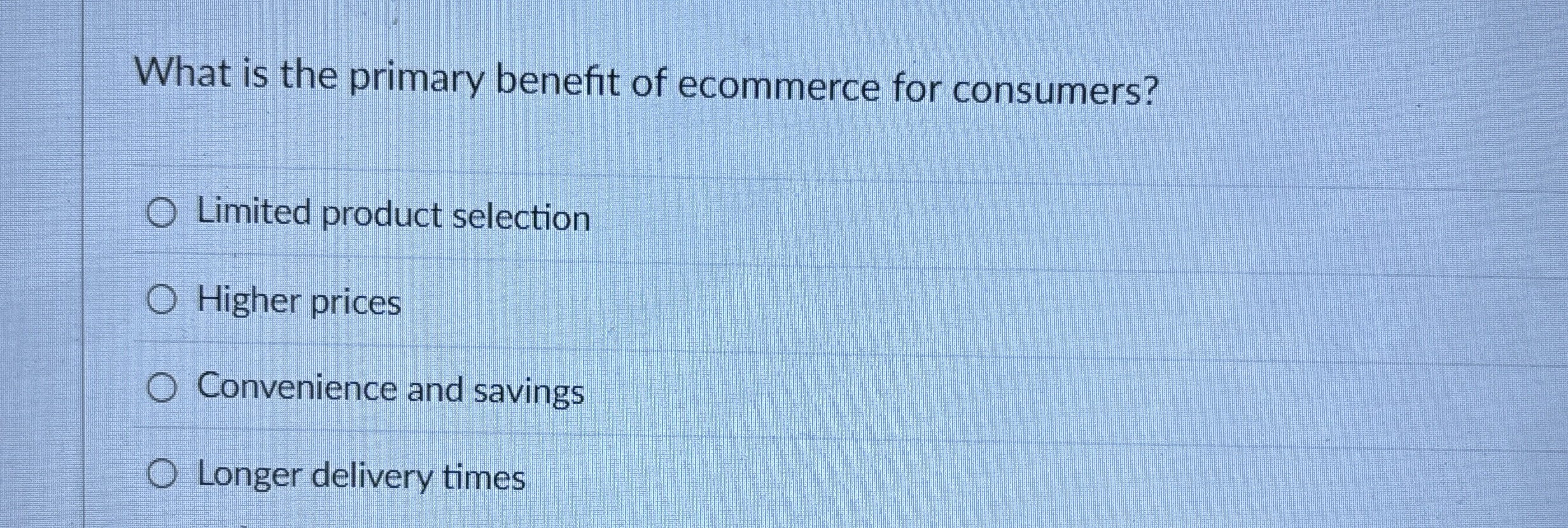 What is the primary benefit of ecommerce for