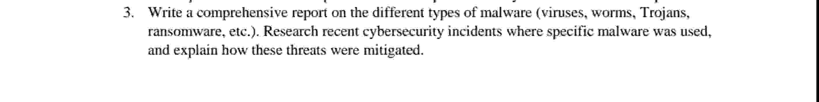 Write a comprehensive report on the different