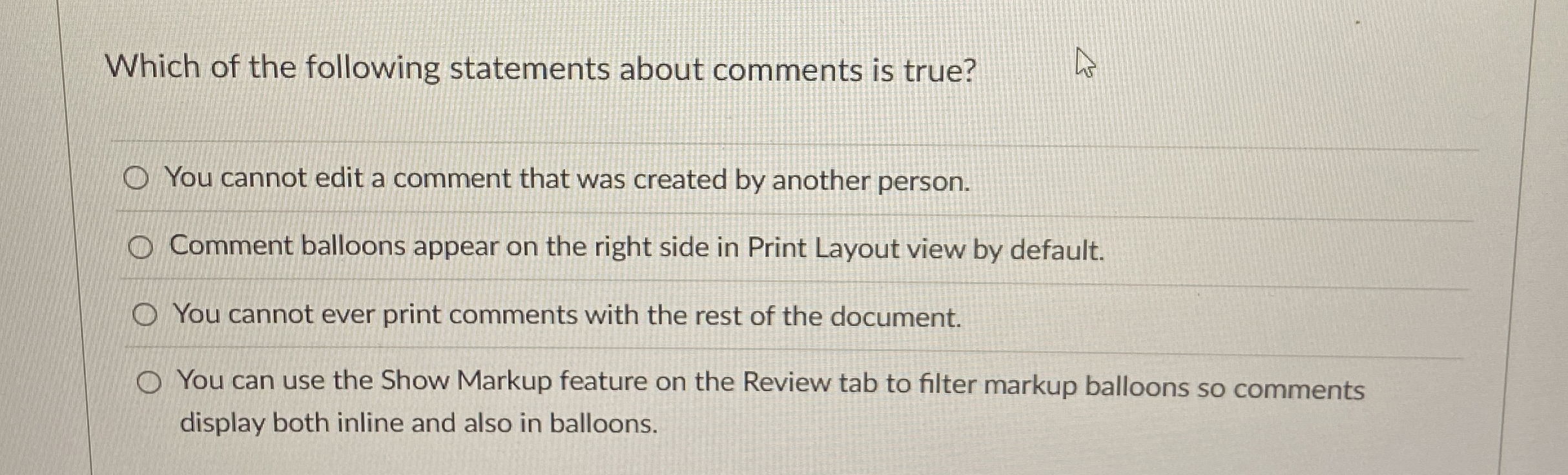 Which of the following statements about comments