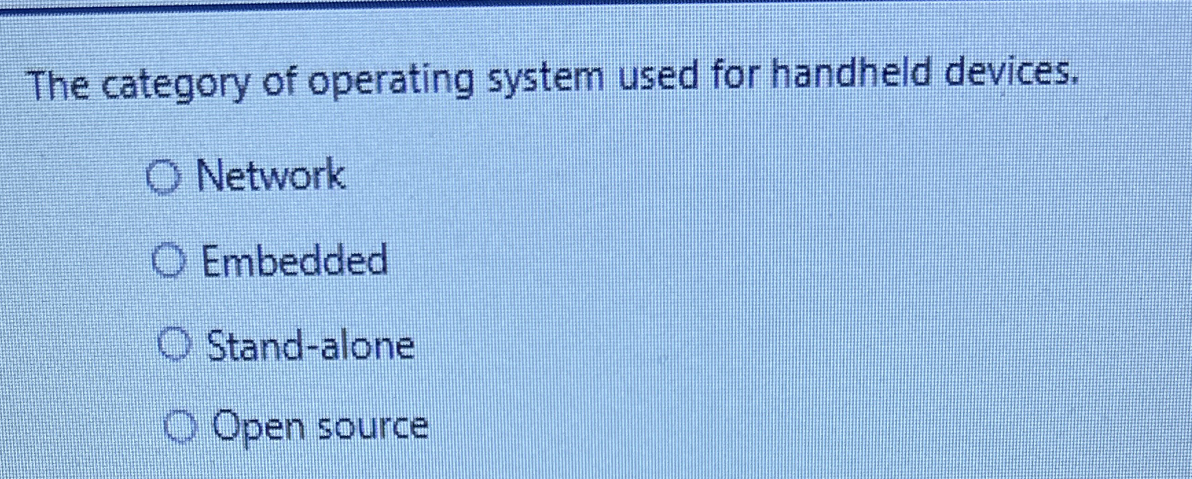 The category of operating system used for