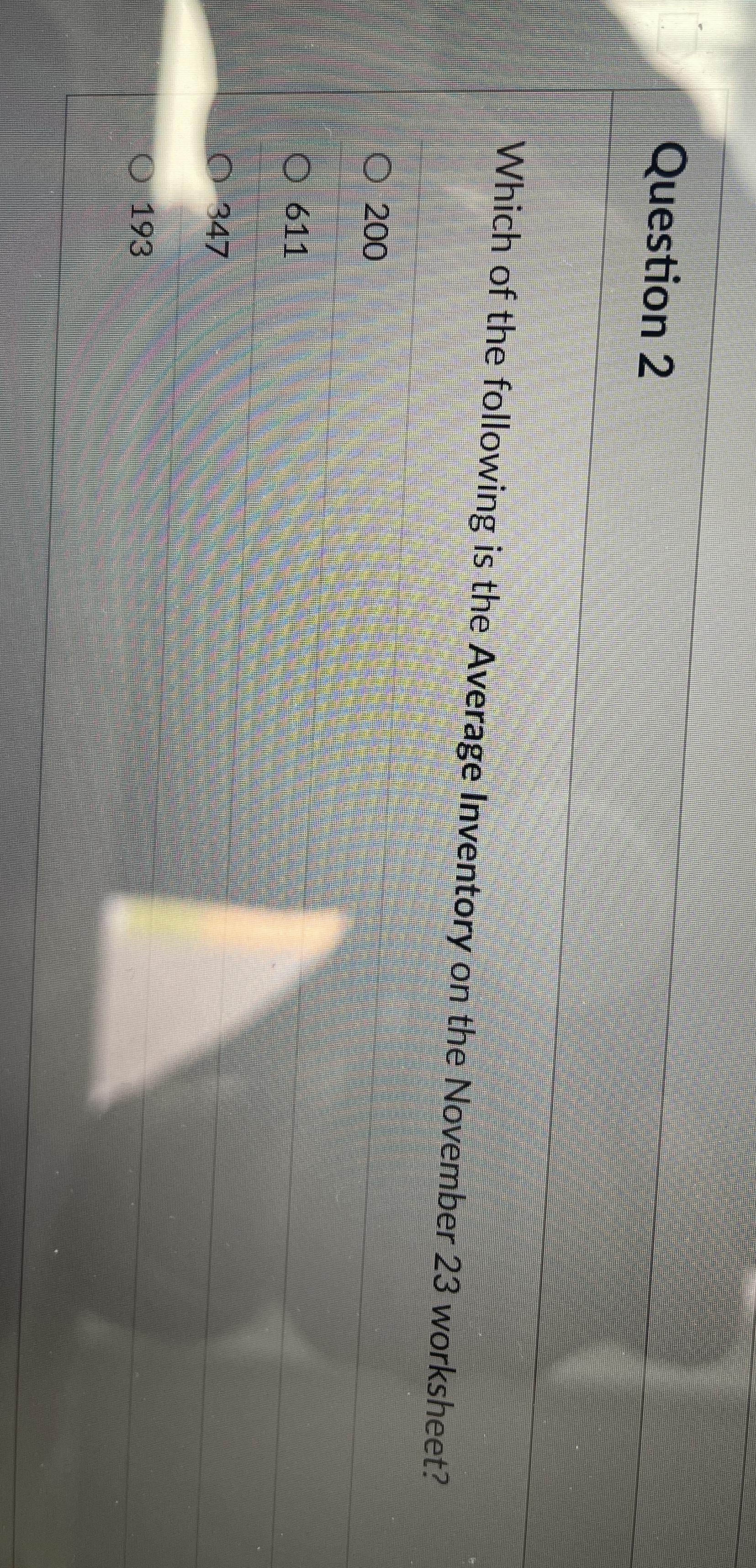 Question 2 Which of the following is the Average