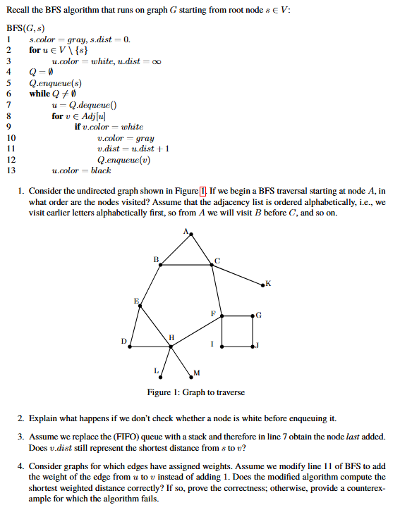 Recall the BFS algorithm that runs on graph \ ( G