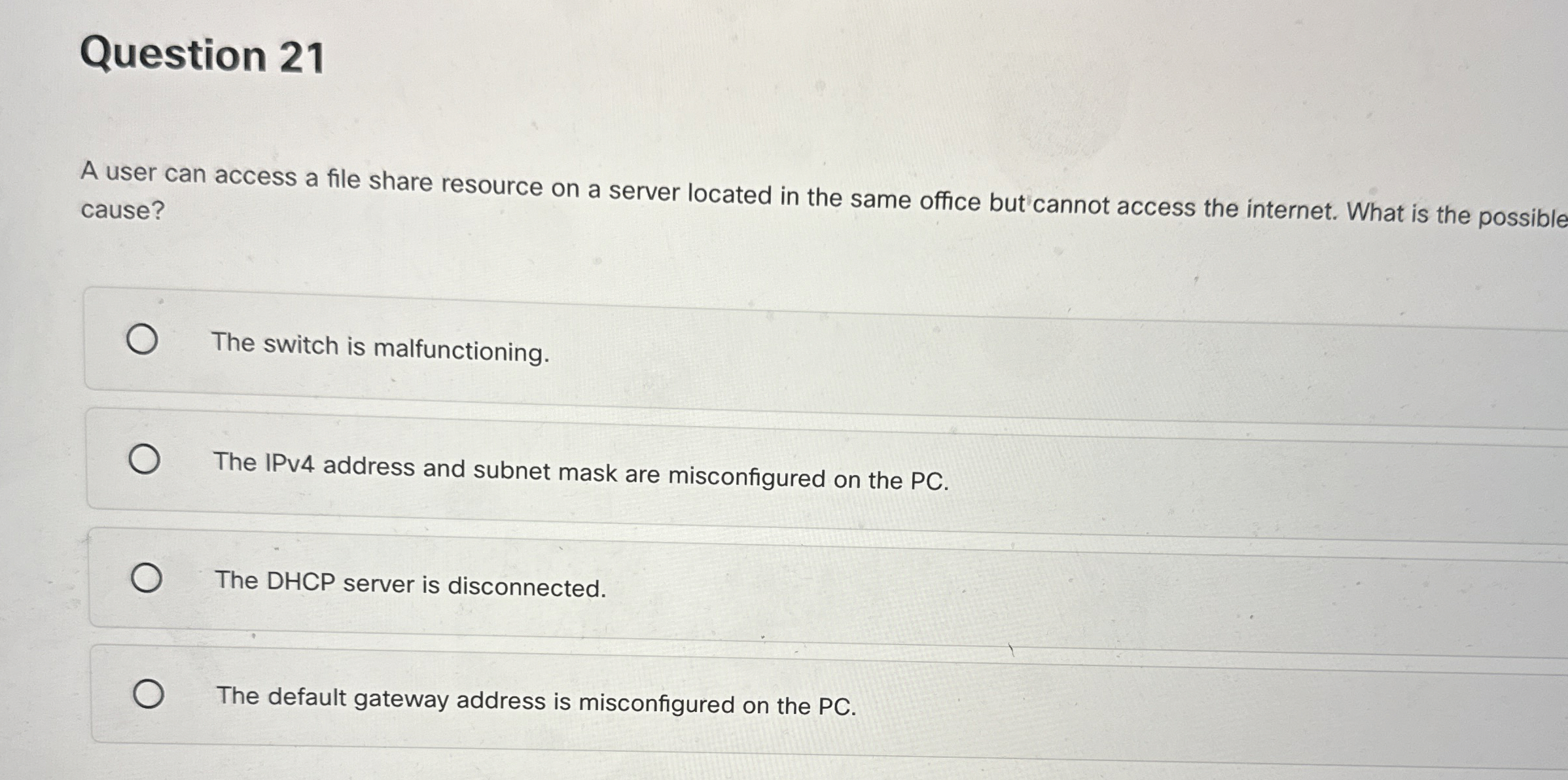 Question 2 1 A user can access a file share
