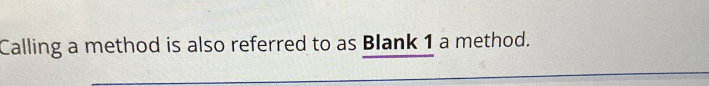 Calling a method is also referred to as Blank 1 a