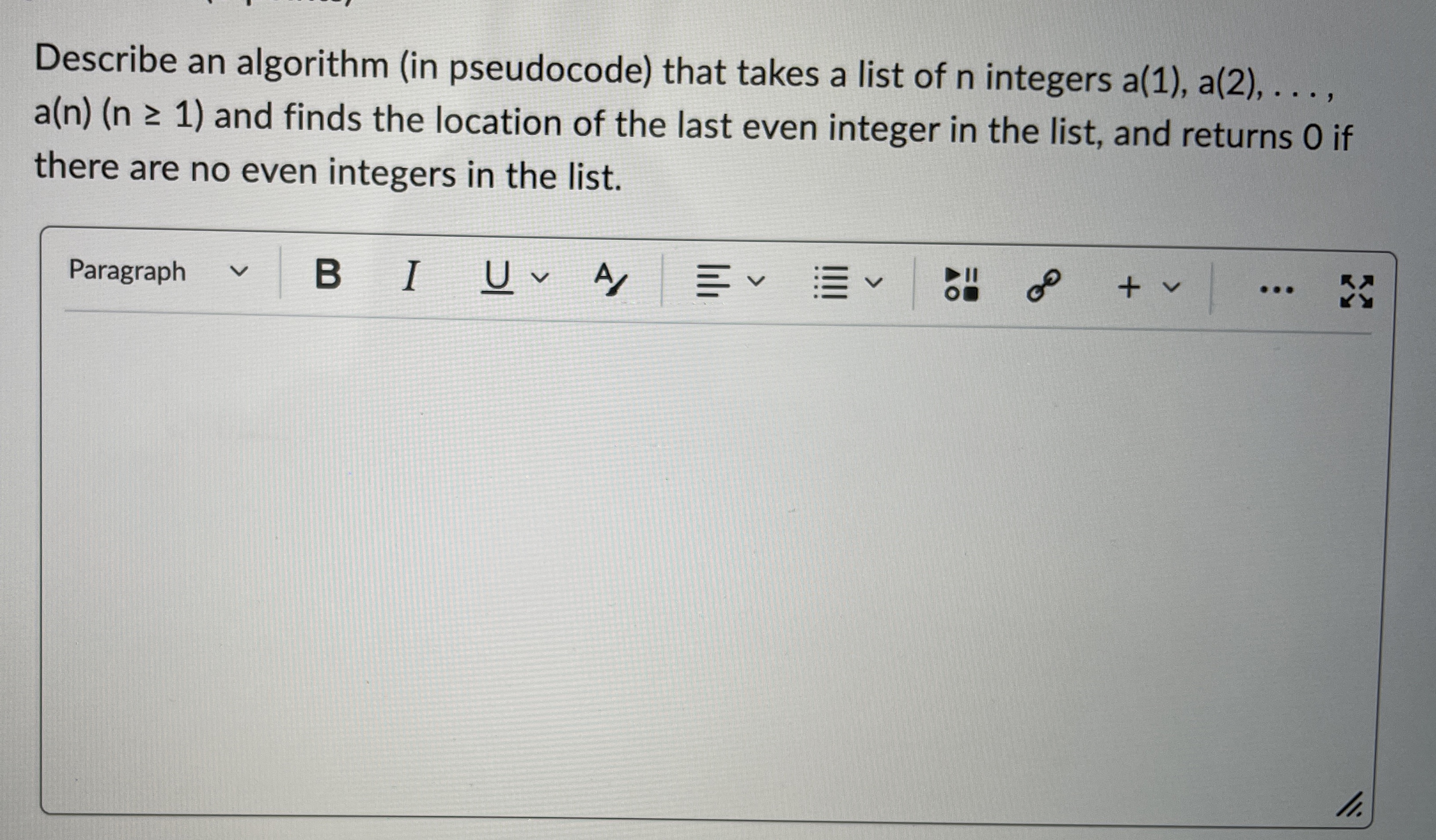 Steps for Re Describe an algorithm ( in