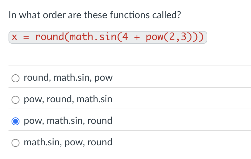 In what order are these functions called? x =