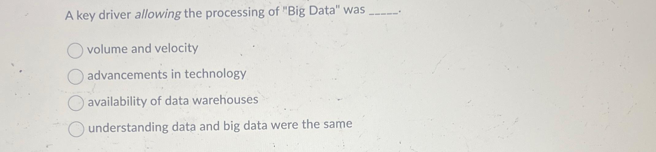 A key driver allowing the processing of "Big