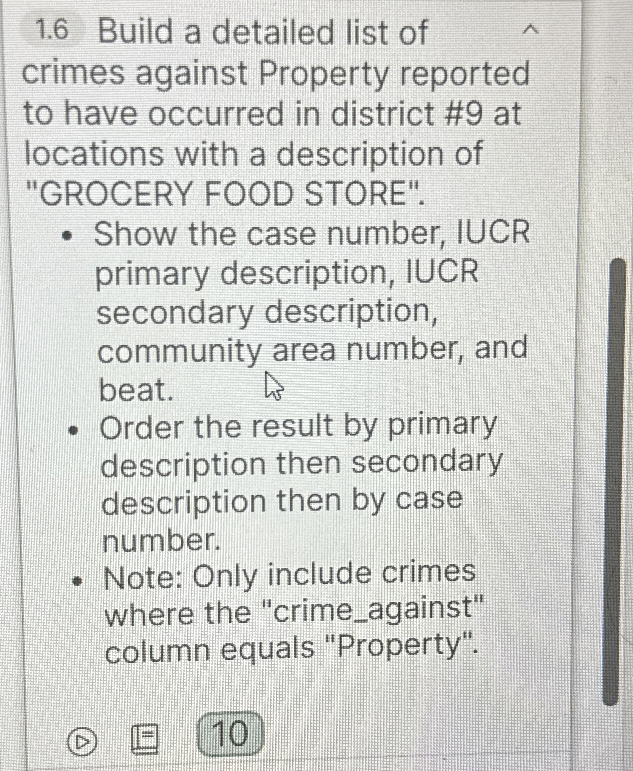 1 . 6 Build a detailed list of crimes against