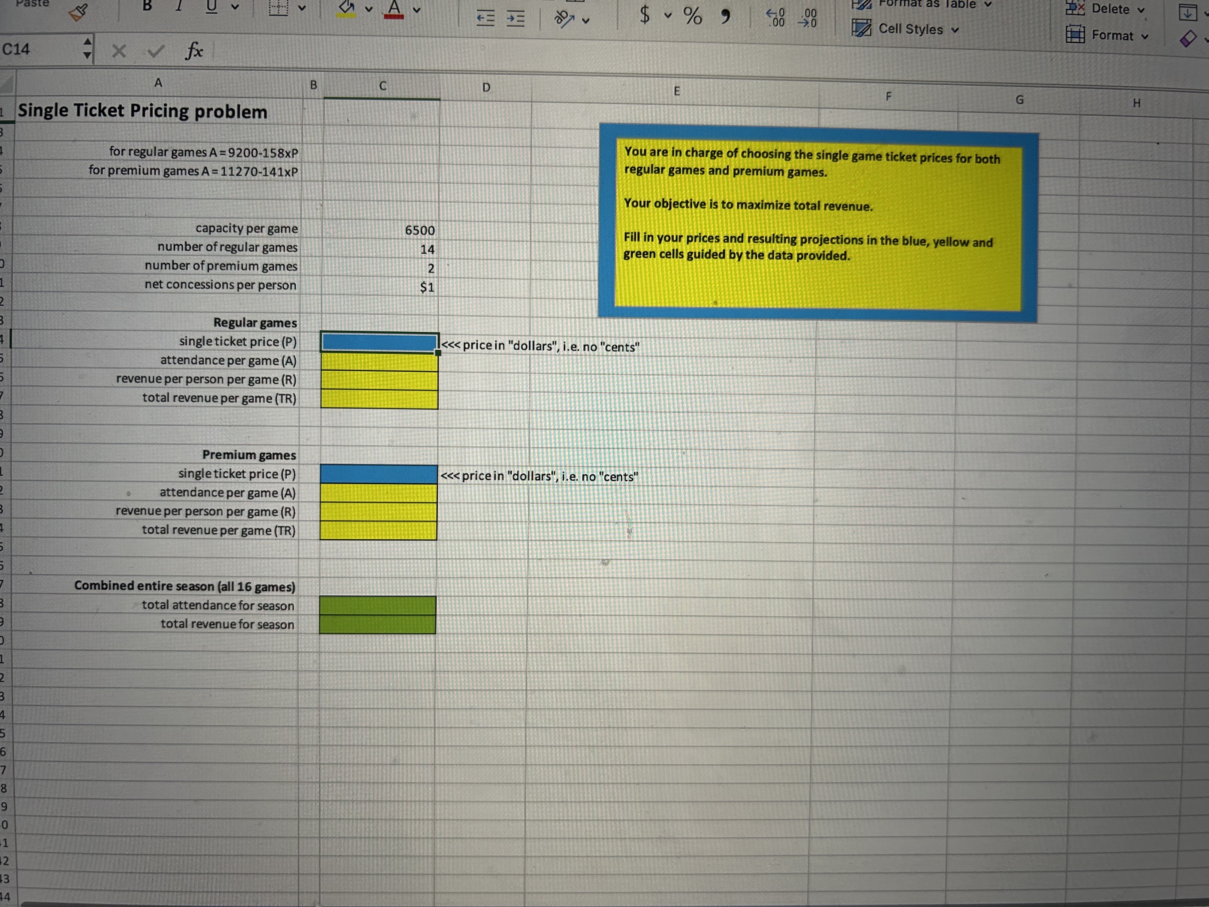 Need the formulas for excel and what they would