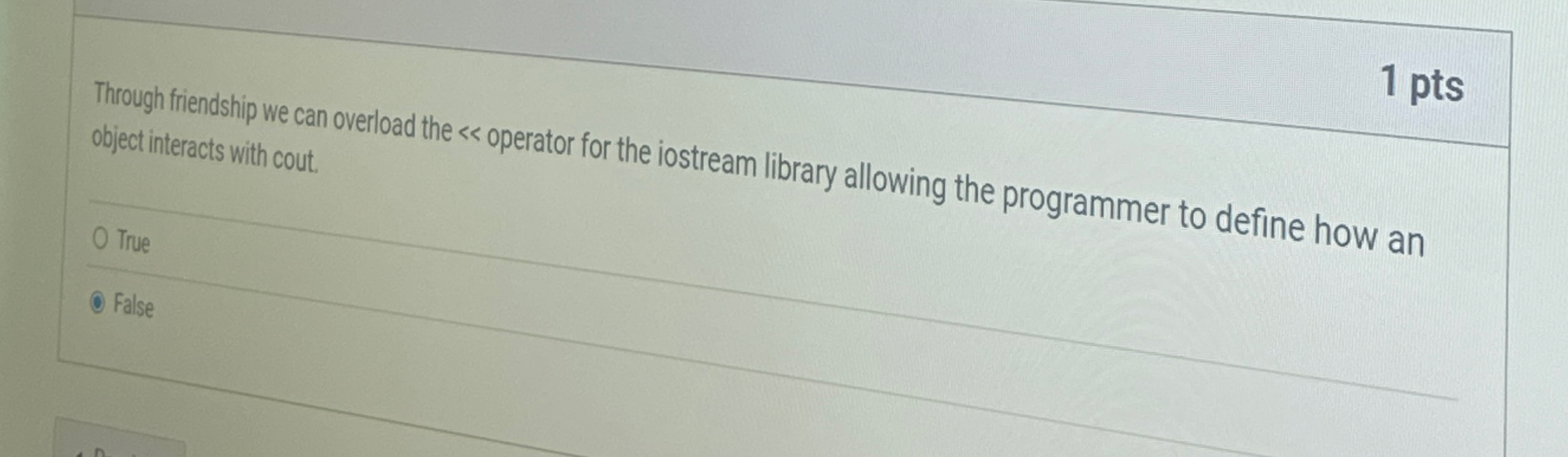 1 pts Through fiendship we can overload the <