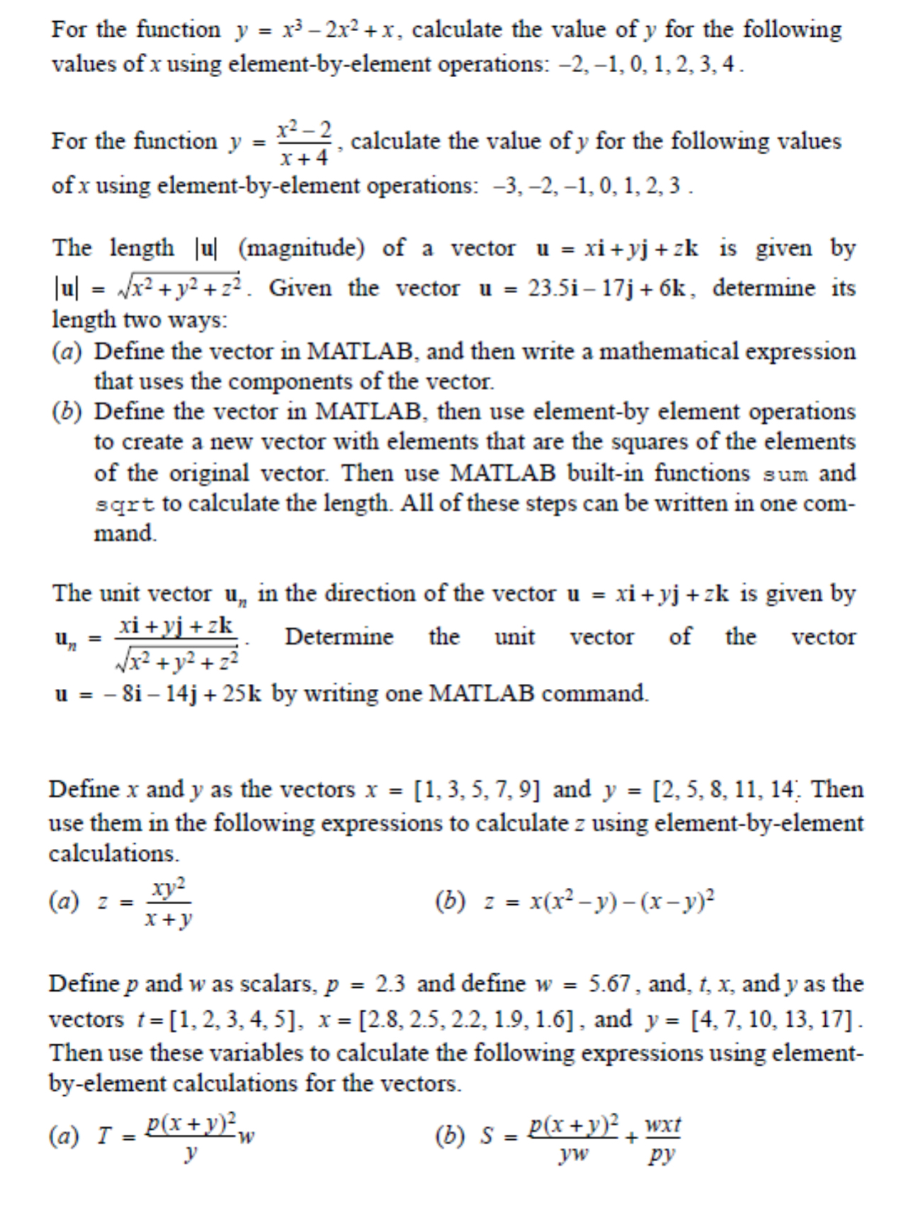 For the function y = x 3 - 2 x 2 + x , calculate