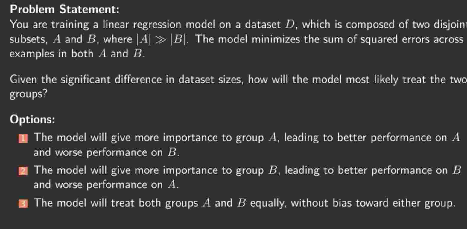 Problem Statement: You are training a linear