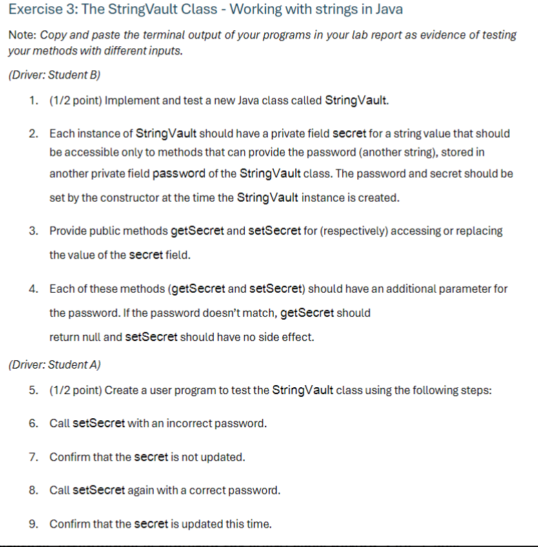 Exercise 3 : The StringVault Class - Working with