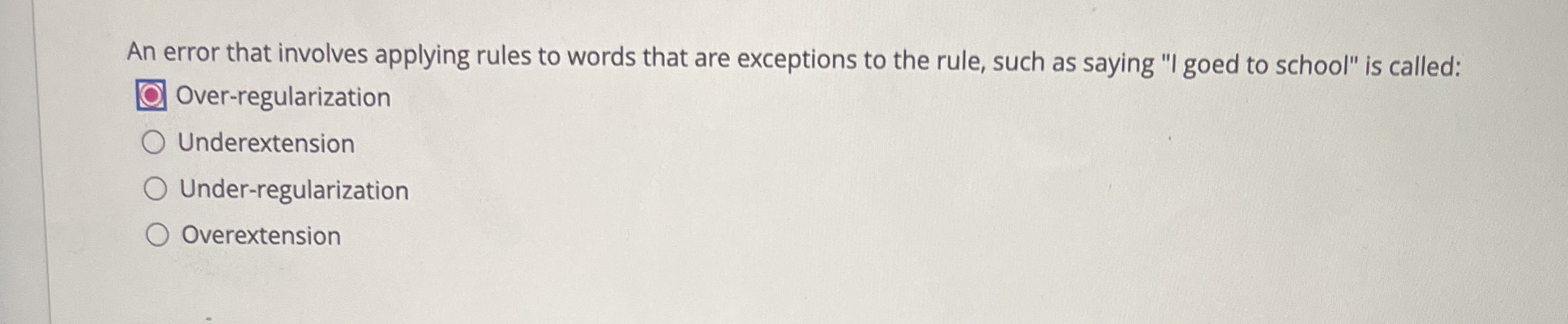 An error that involves applying rules to words