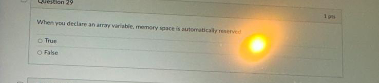 When you declare an array variable, memory space
