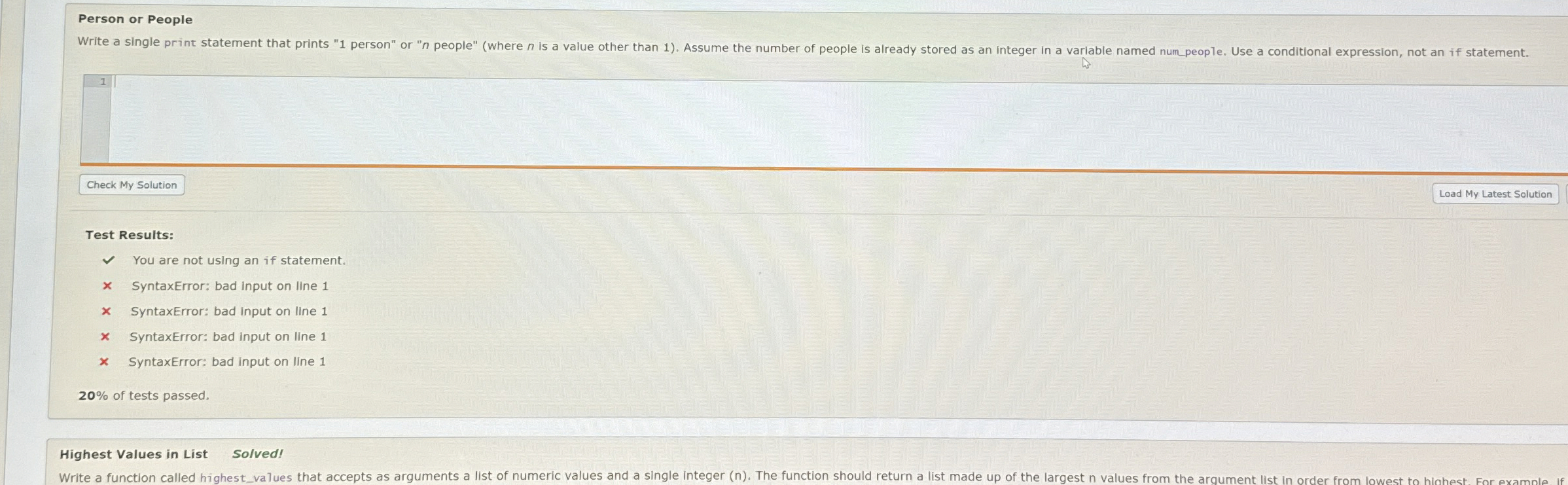 Person or People 1 Test Results: You are not