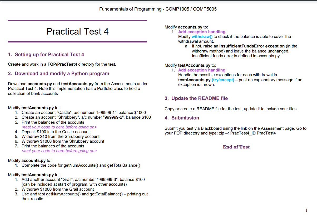 Fundamentals of Programming - COMP 1 0 0 5 / COMP