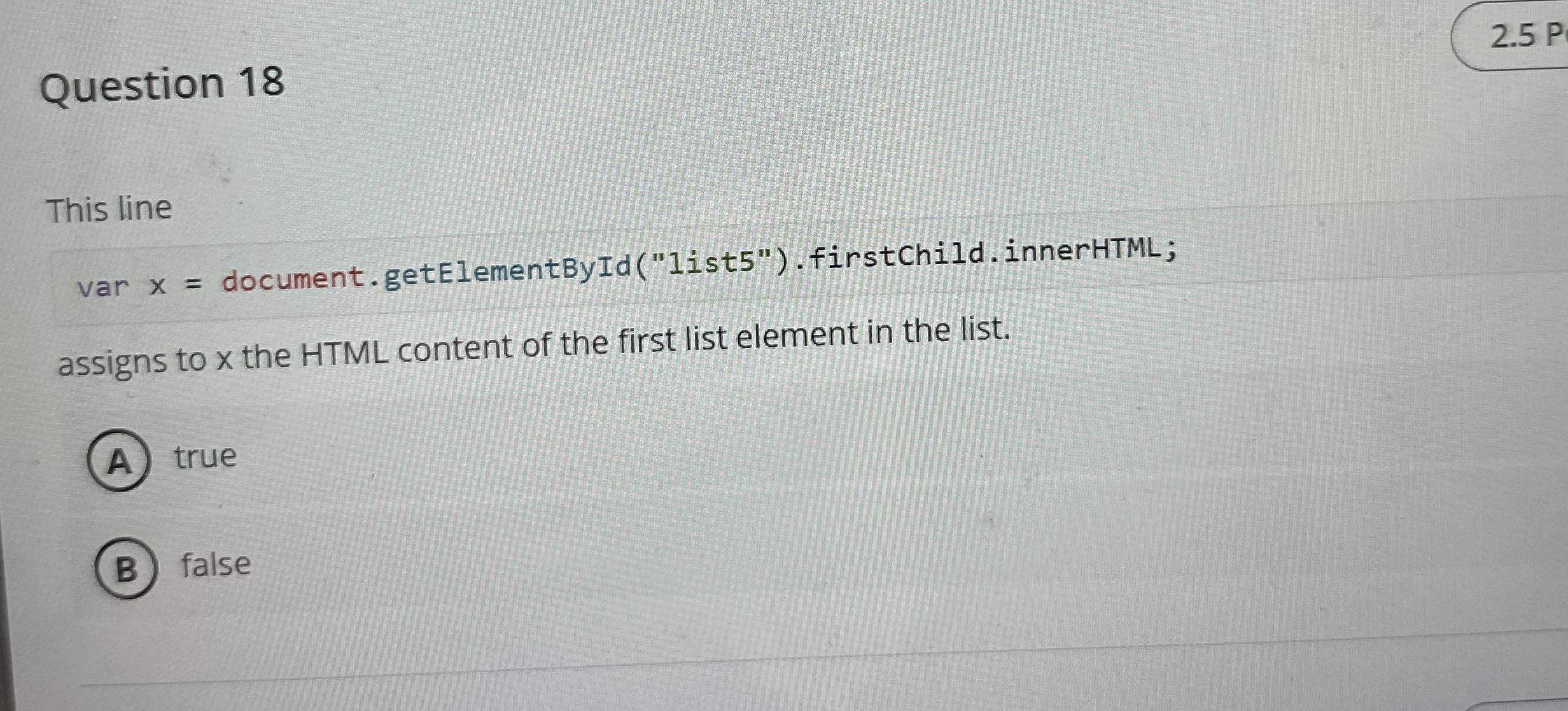 Question 1 8 This line var x =