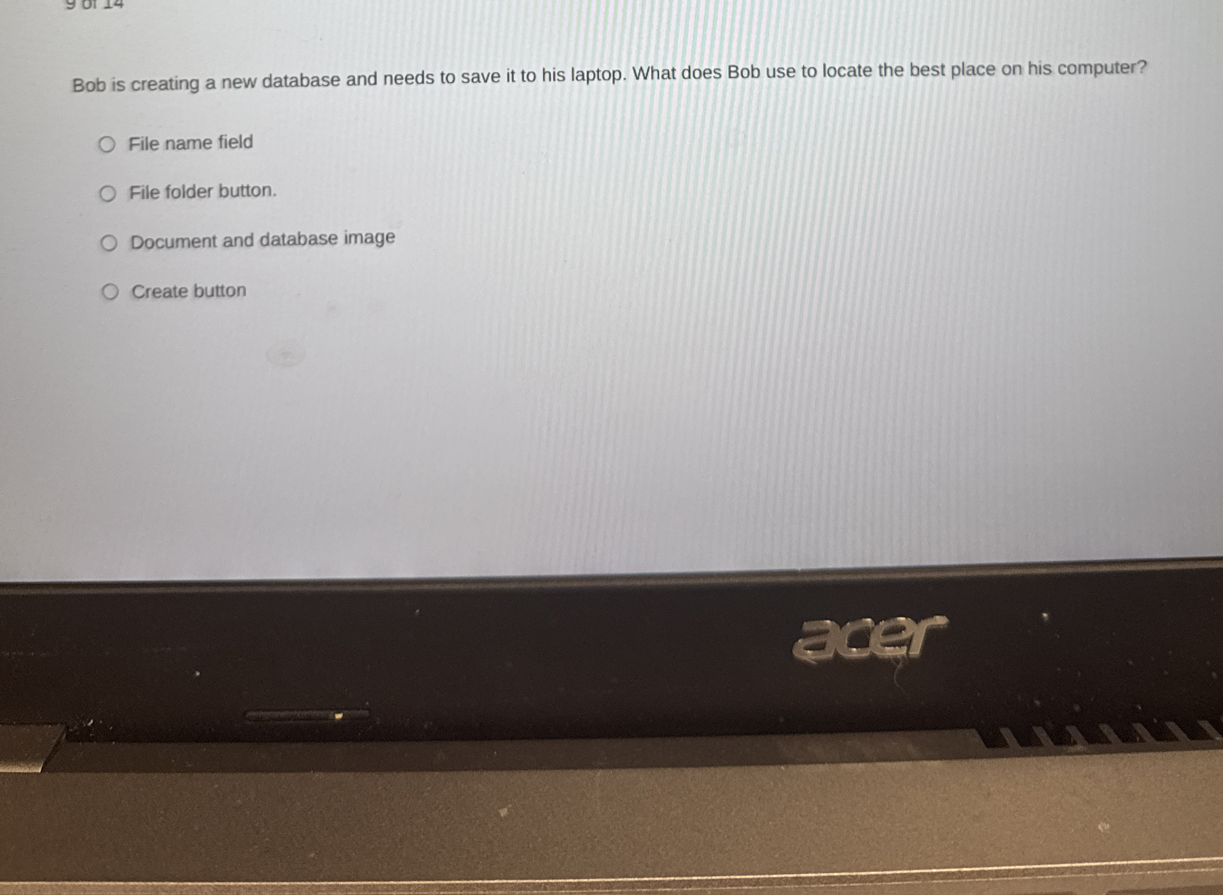 Bob is creating a new database and needs to save