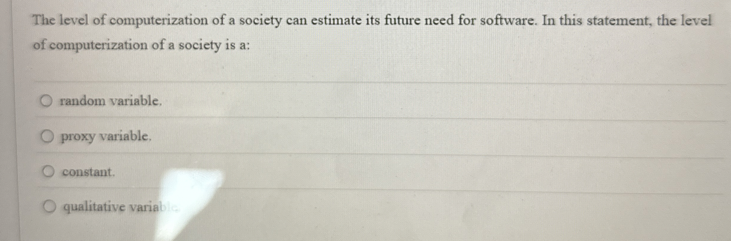 The level of computerization of a society can
