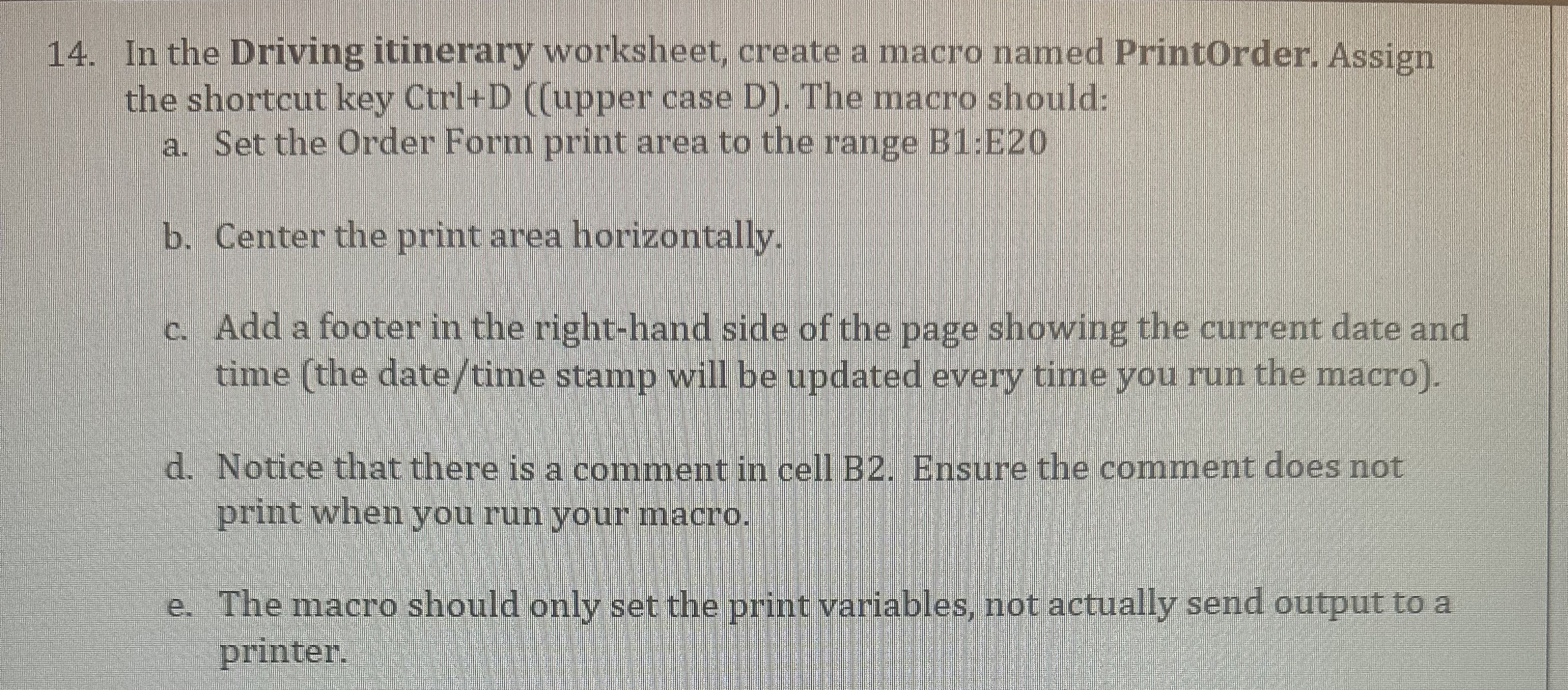 In the Driving itinerary worksheet, create a