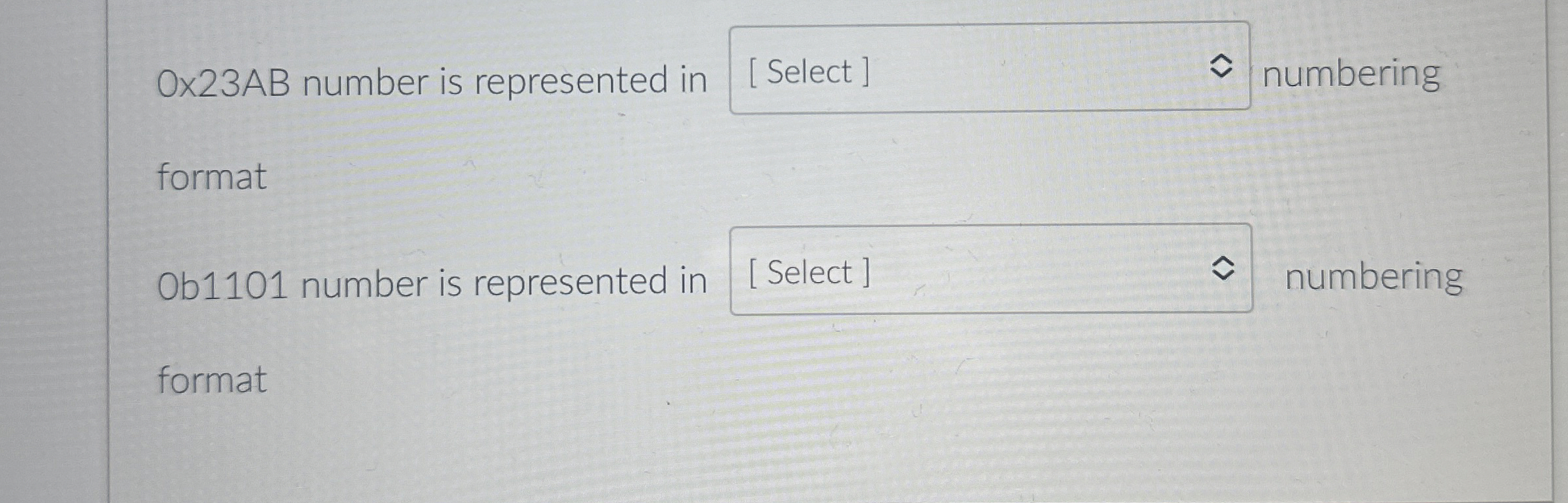0 x 2 3 AB number is represented in numbering
