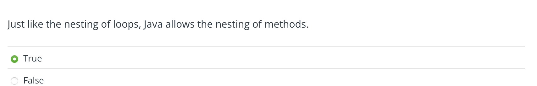 Just like the nesting of loops, Java allows the