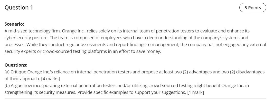Scenario: A mid - sized technology firm, Orange