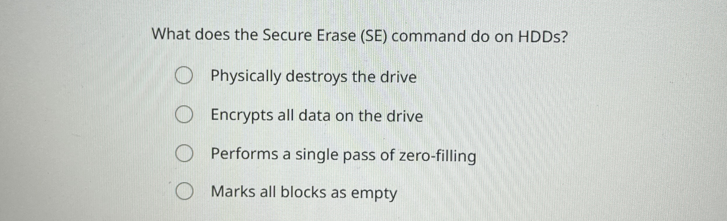 What does the Secure Erase ( SE ) command do on