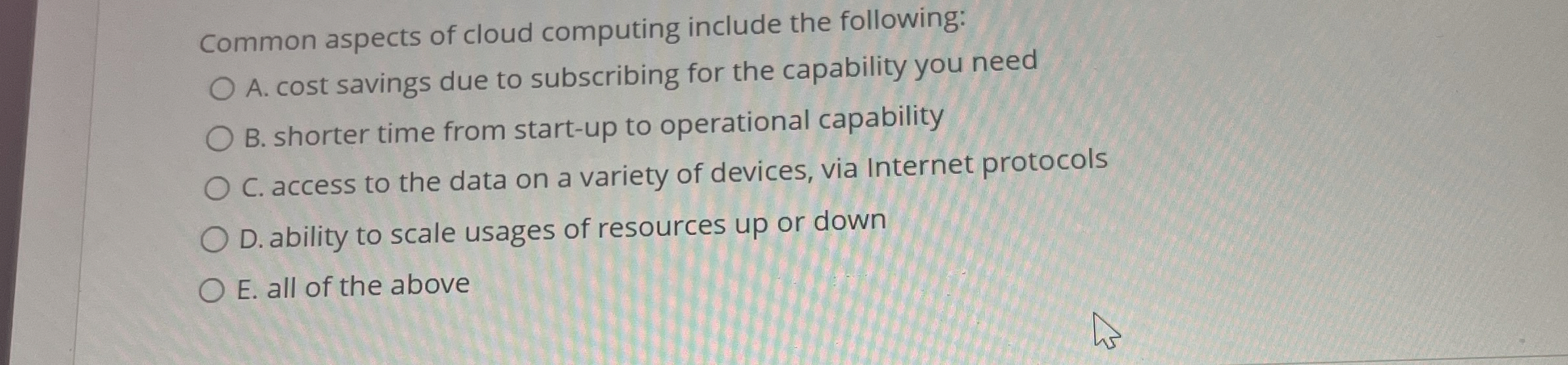 Common aspects of cloud computing include the