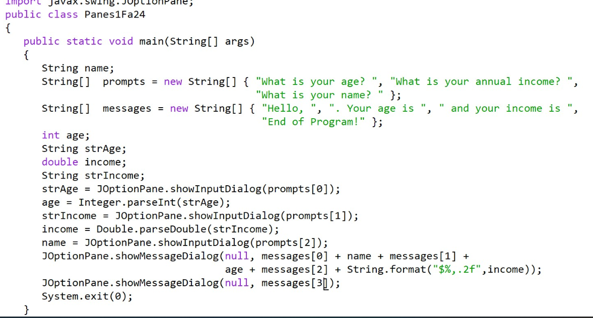 public class Panes 1 Fa 2 4 { public static void