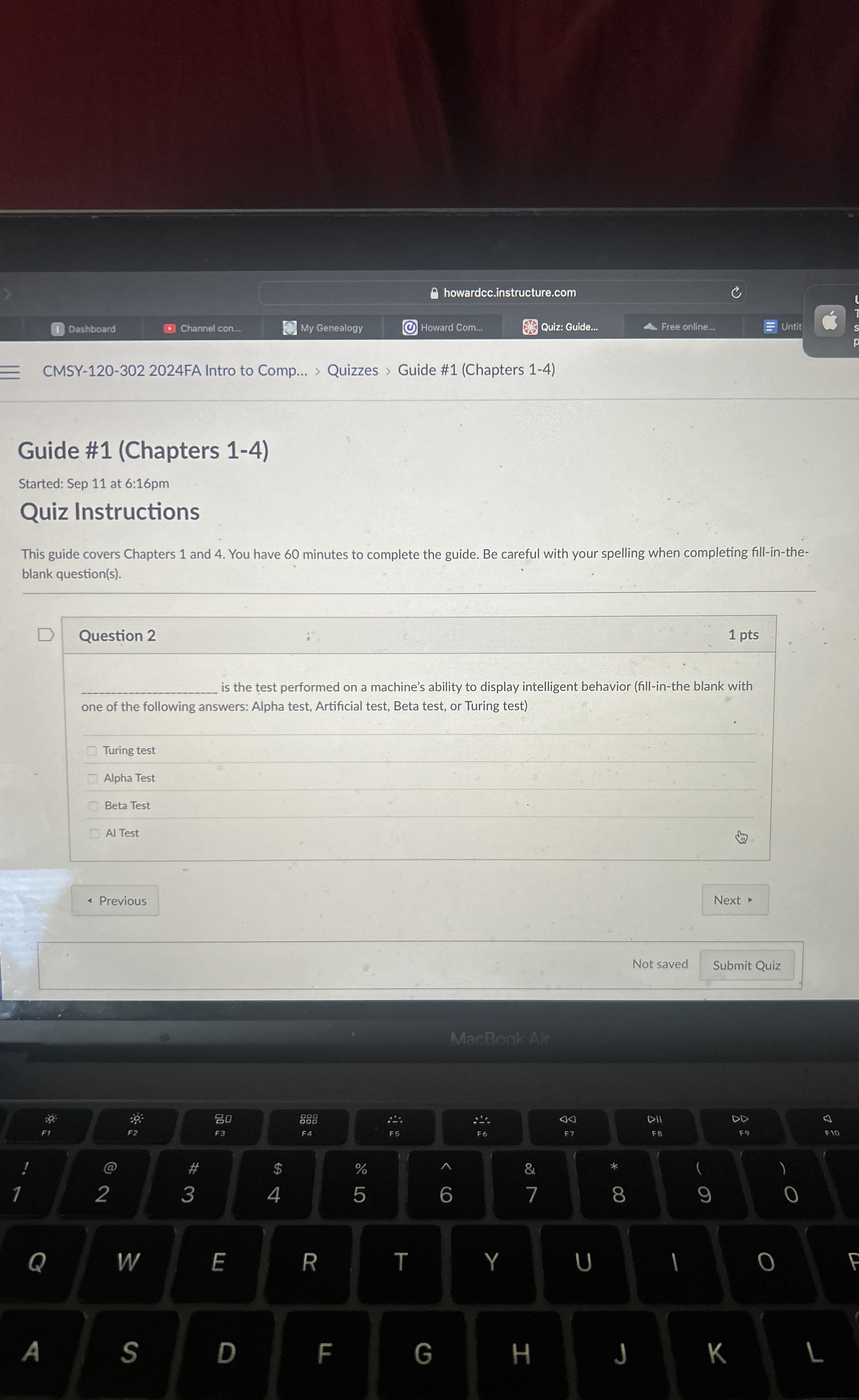 Question 2 is the test performed on a machine's