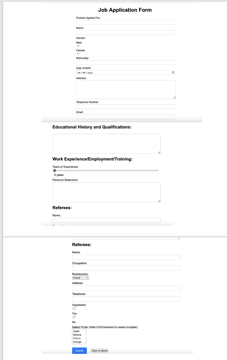 Please make the form below using html and css
