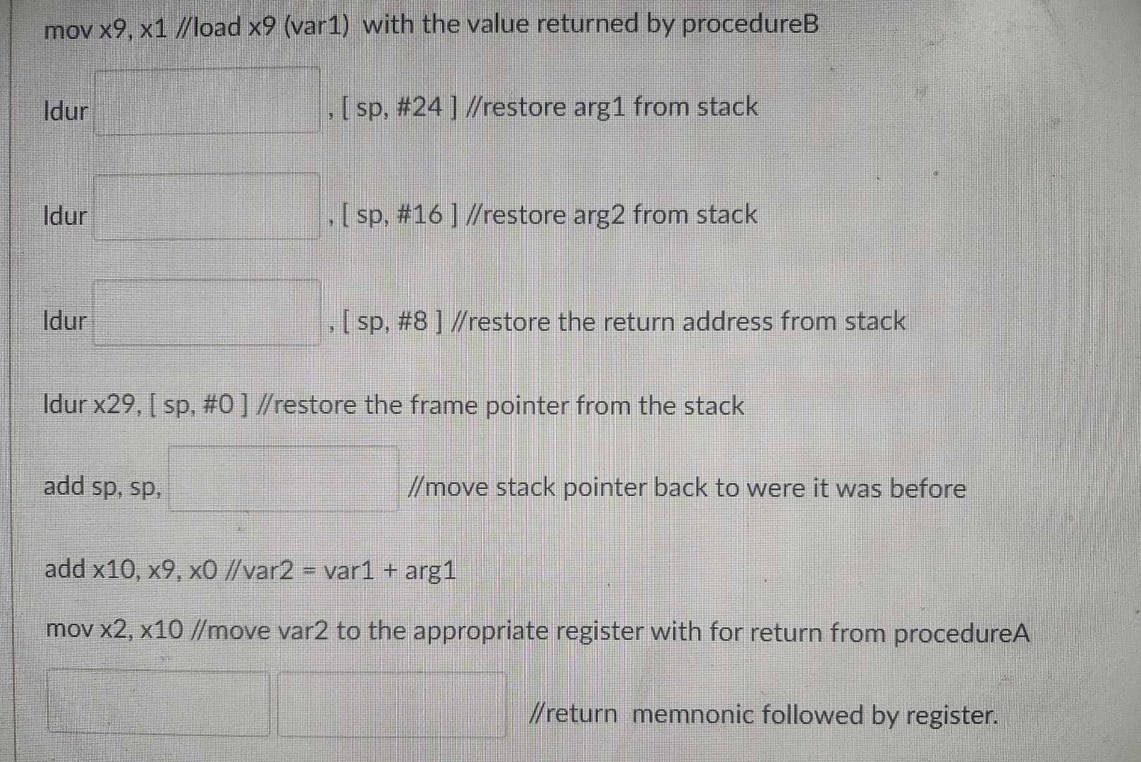 long long int procedureA ( long long int arg 1 ,