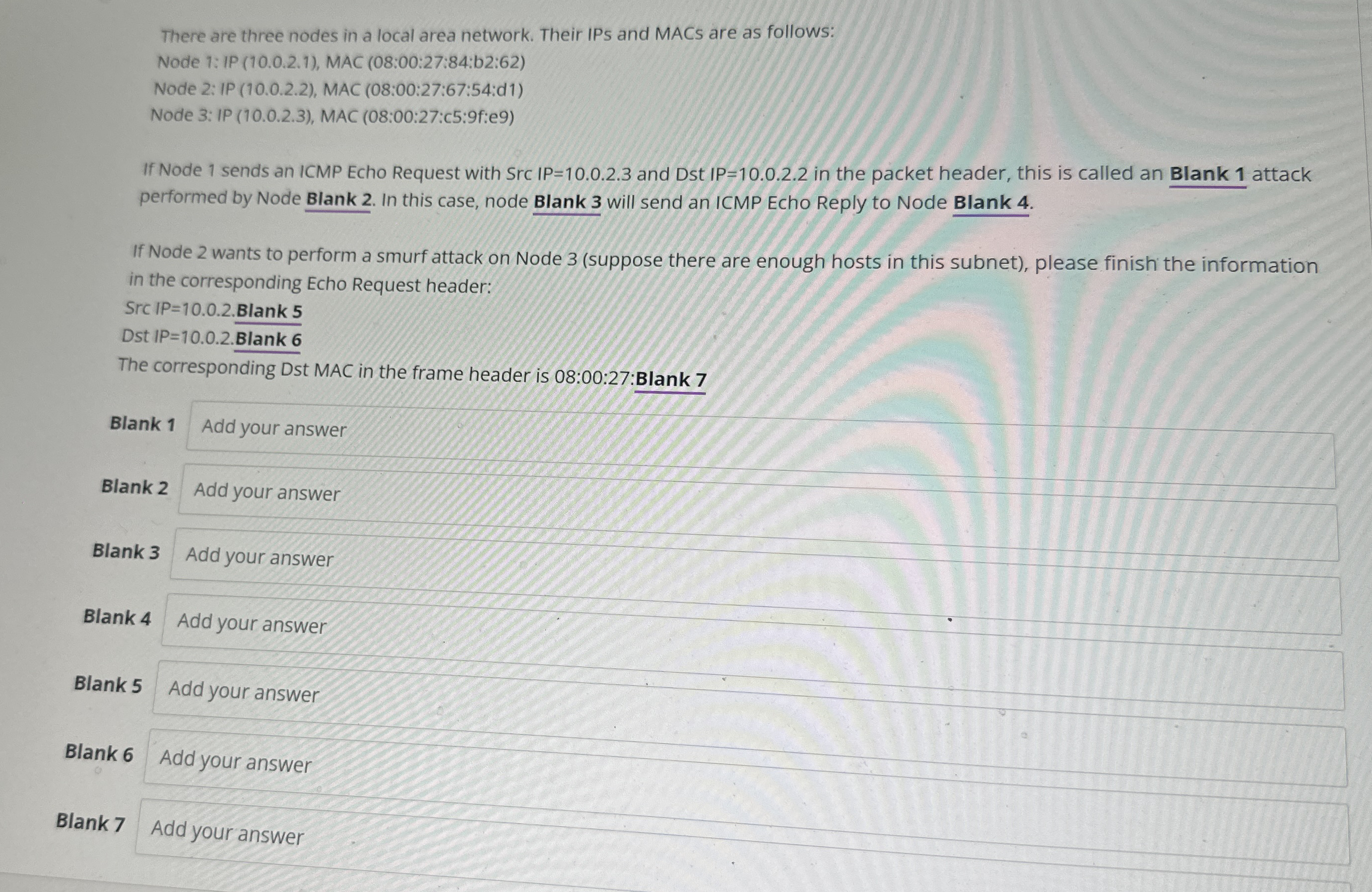 Question 1 6 There are three nodes in a local