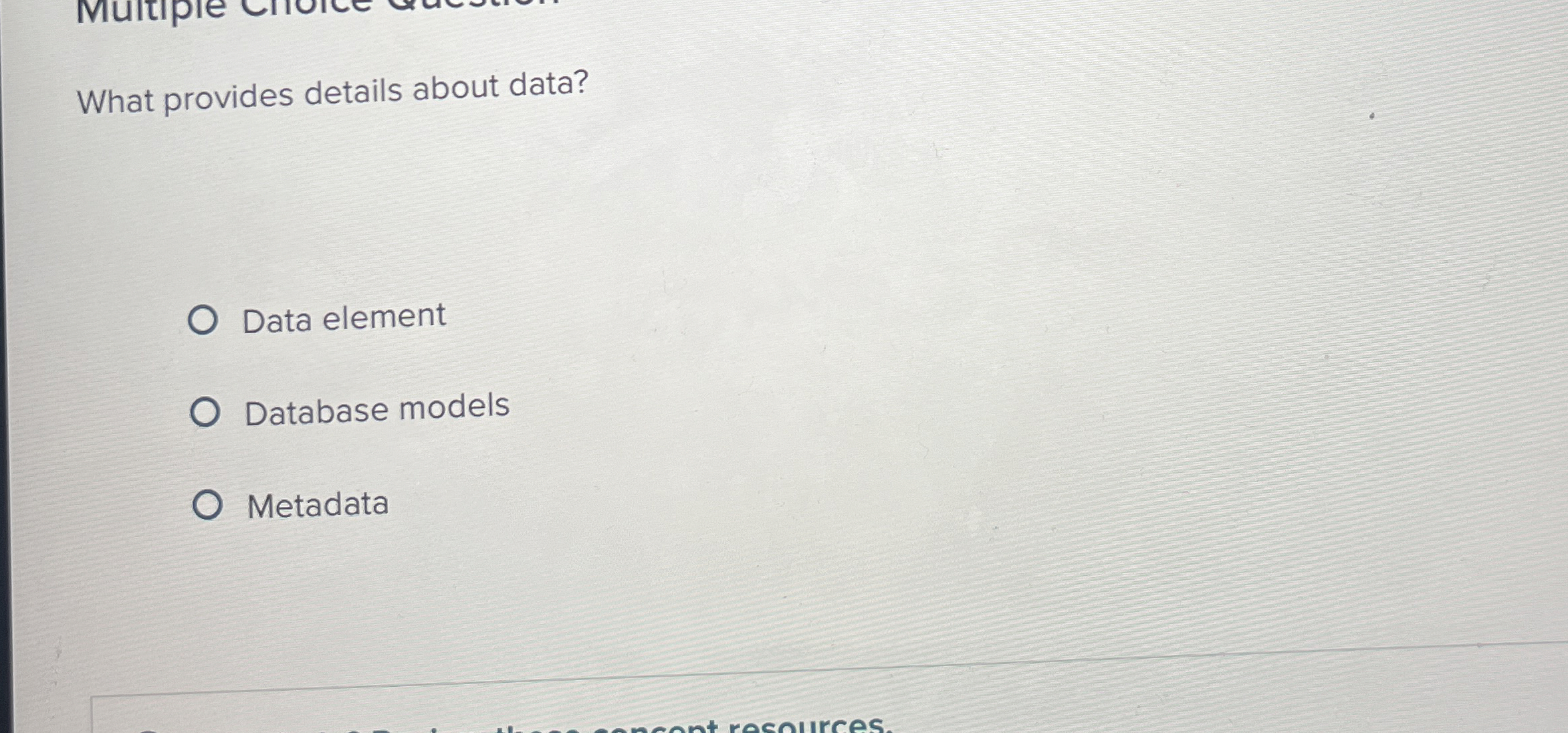 What provides details about data? Data element