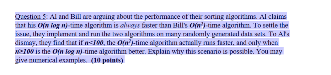 Question 5 : Al and Bill are arguing about the