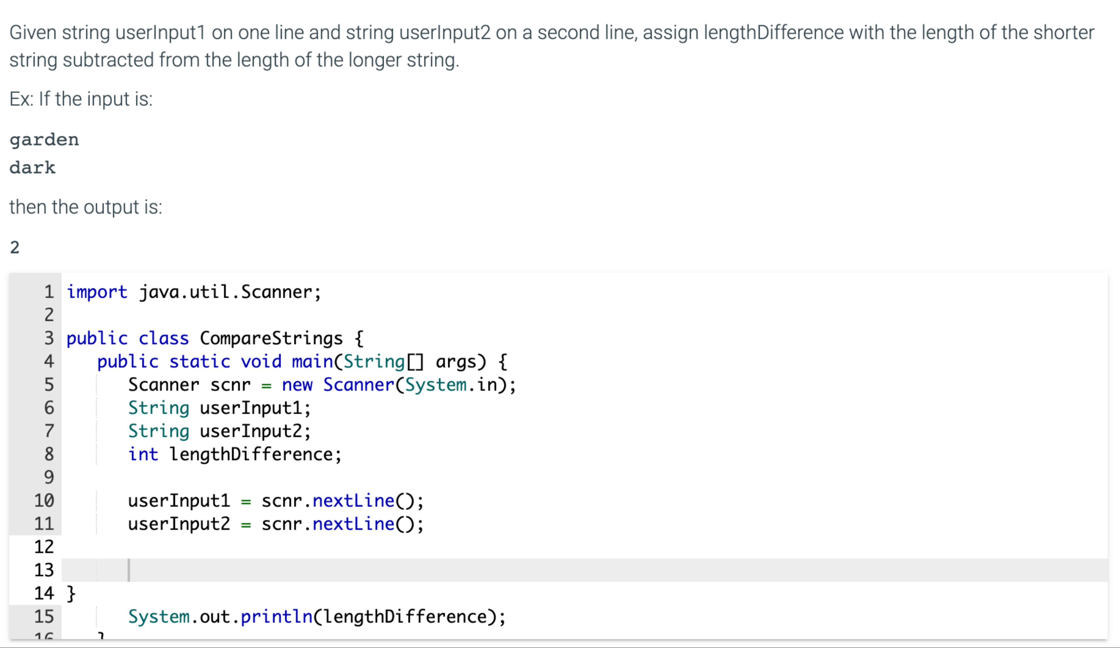 import java.util.Scanner; Variable inputString is