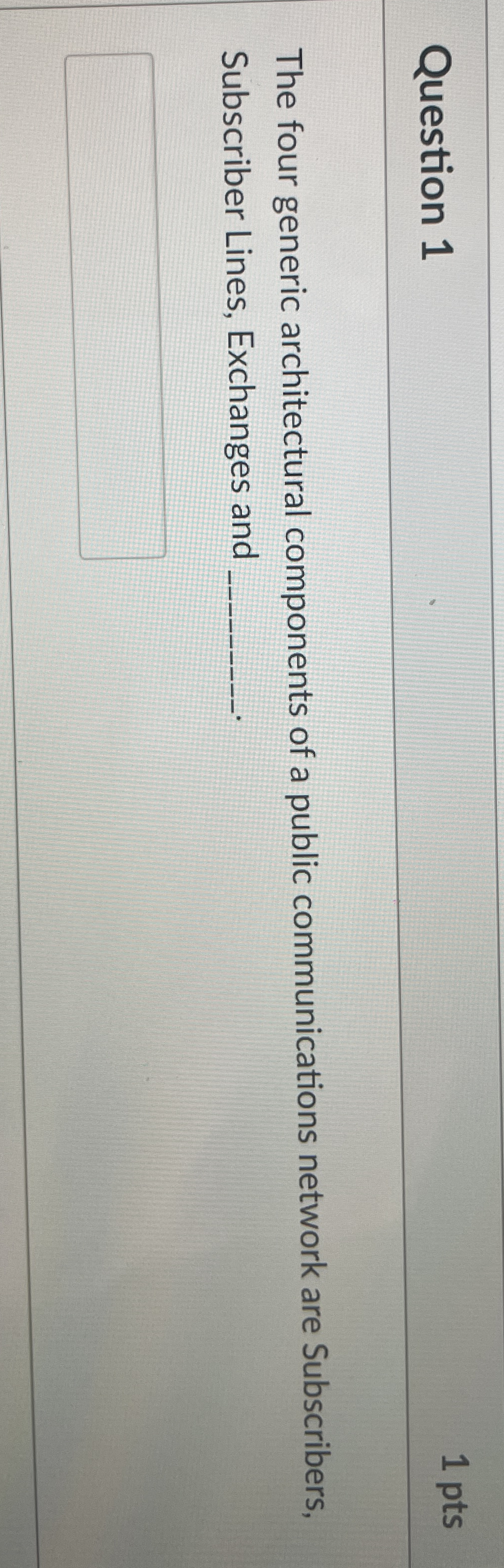 Question 1 The four generic architectural
