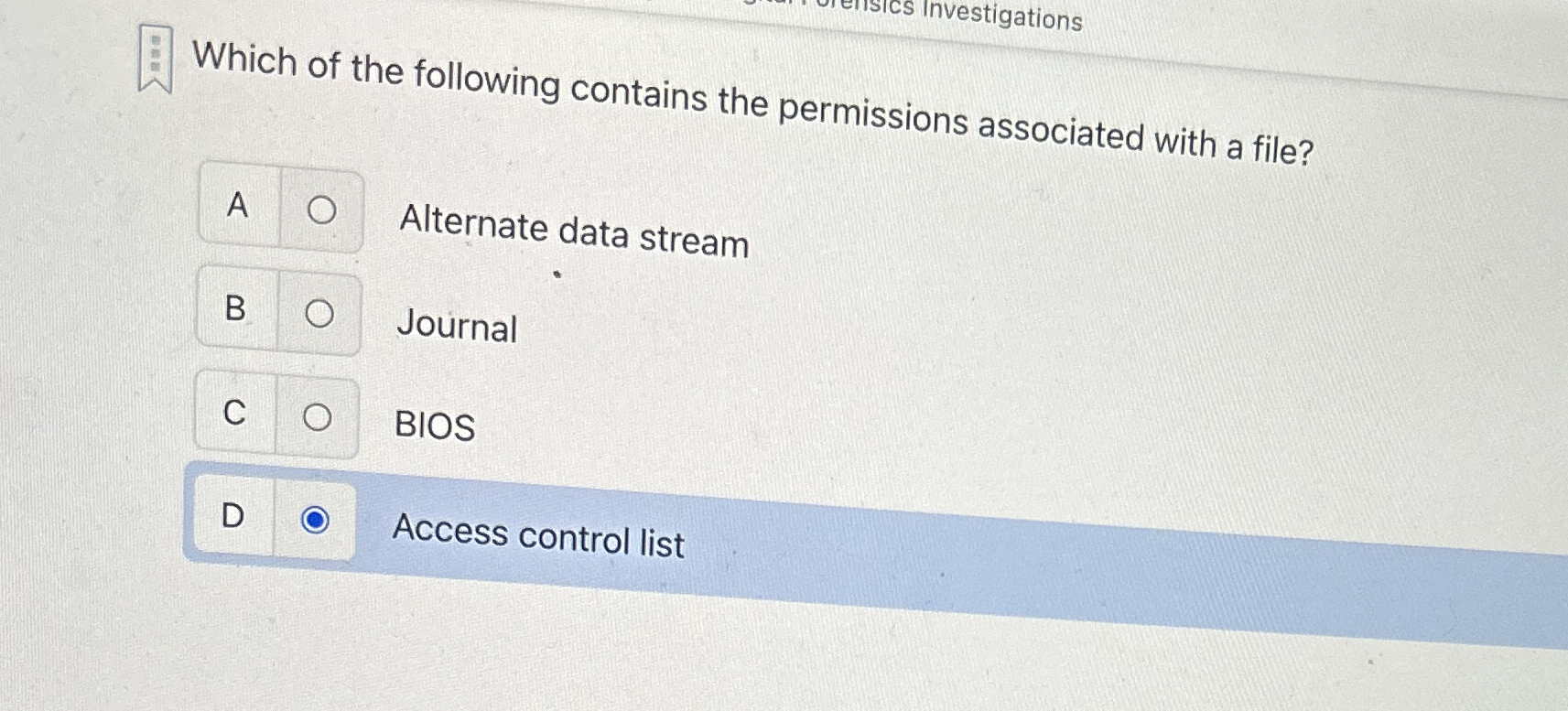 Which of the following contains the permissions