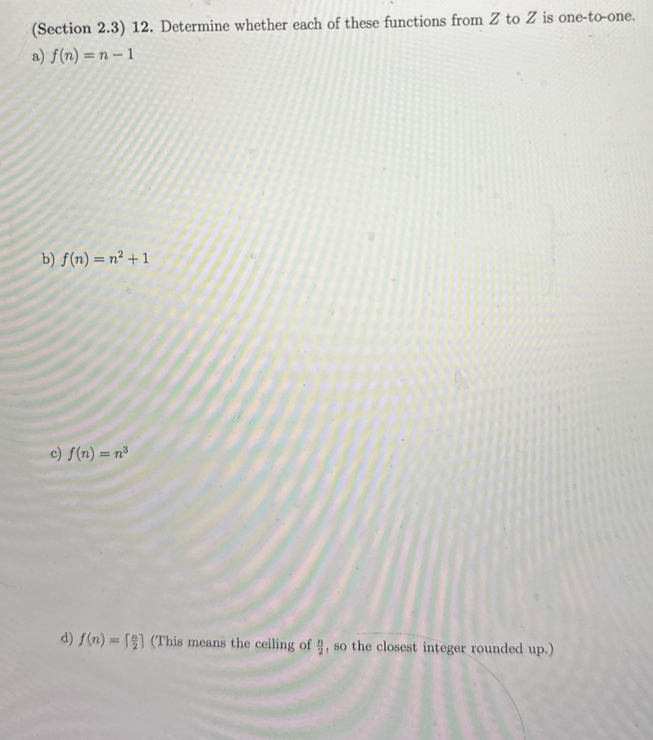( Section 2 . 3 ) 1 2 . Determine whether each of