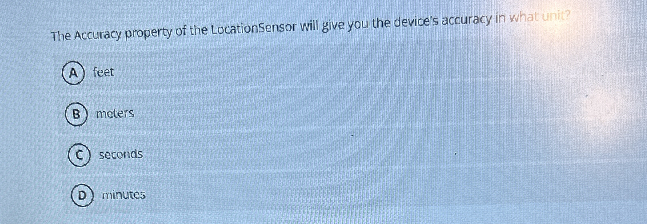 The Accuracy property of the LocationSensor will