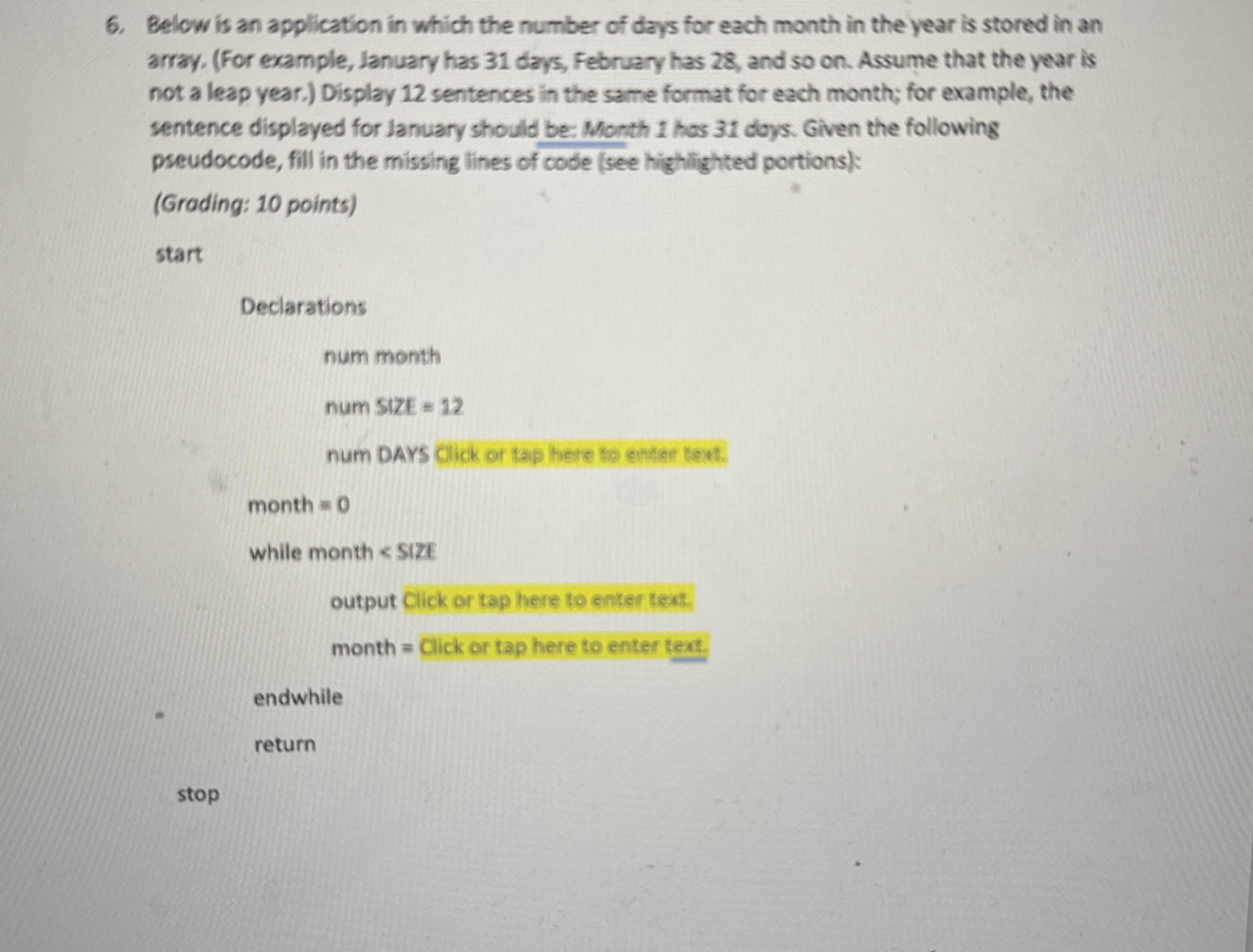 Below is an application in which the number of