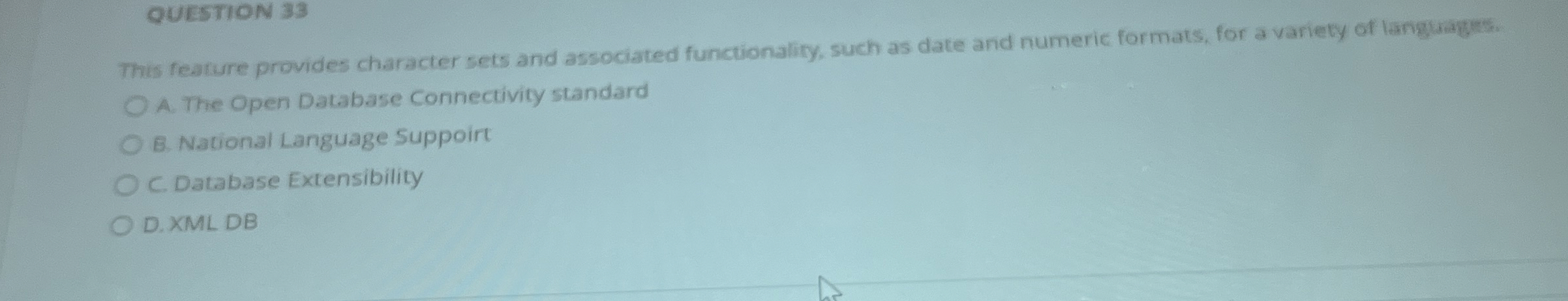 QUESTION 3 3 This rearure provides character sets