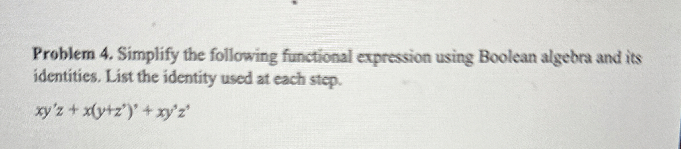 Problem 4 . Simplify the following functional