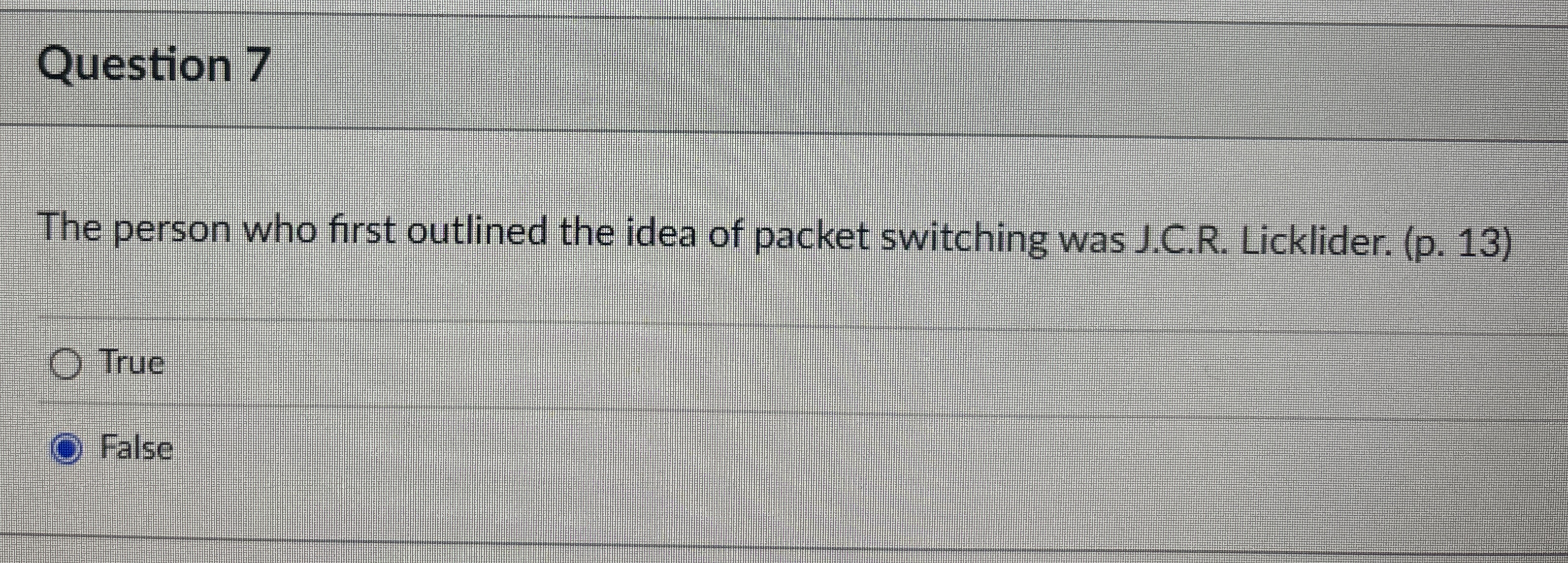 Question 7 The person who first outlined the idea